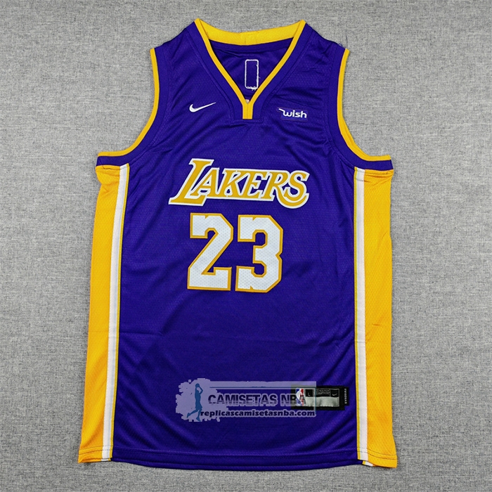 Camiseta Nino Los Angeles Lakers LeBron James NO 23 Statement Violeta2